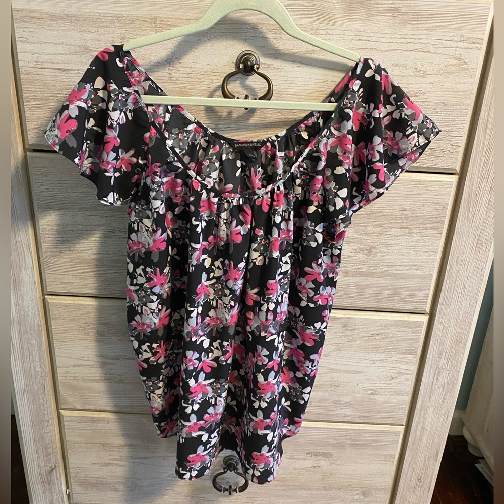 Floral Off-Shoulder Top - Black and Pink